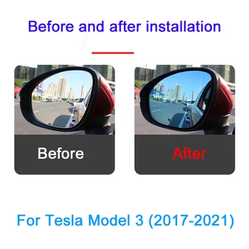 1 Pāris Auto Atpakaļskata Spogulī, Apkure Pārveidota Atpakaļgaitas Objektīva Pusē Zila Stikla Platleņķa Skatu Anti Glare Par Tesla Model 3