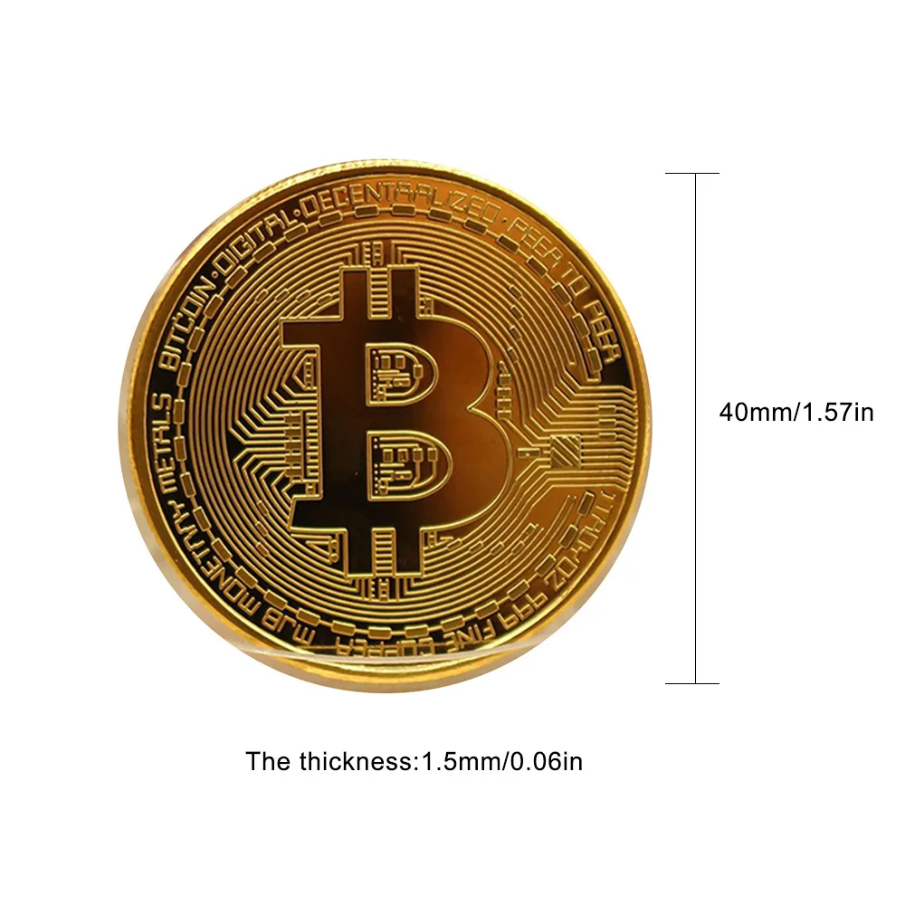 Suvenīrs Bitcoin no metāla zelta krāsas